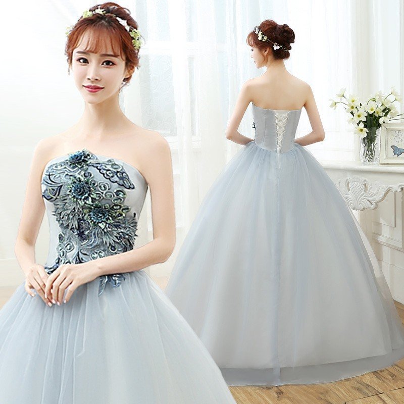 カラードレス ウェディングドレス ロングドレス 演奏会 コンサート 舞台衣装 大きいサイズ ワイングレー 6,148円