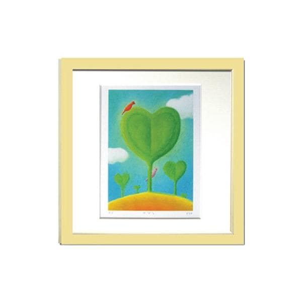 ファブリックパネル アートフレーム ファンタジー 絵本 かわいい 壁掛け ウォールデコレーション Ryo めばえ ジグレー版画 額入り 320x320mm