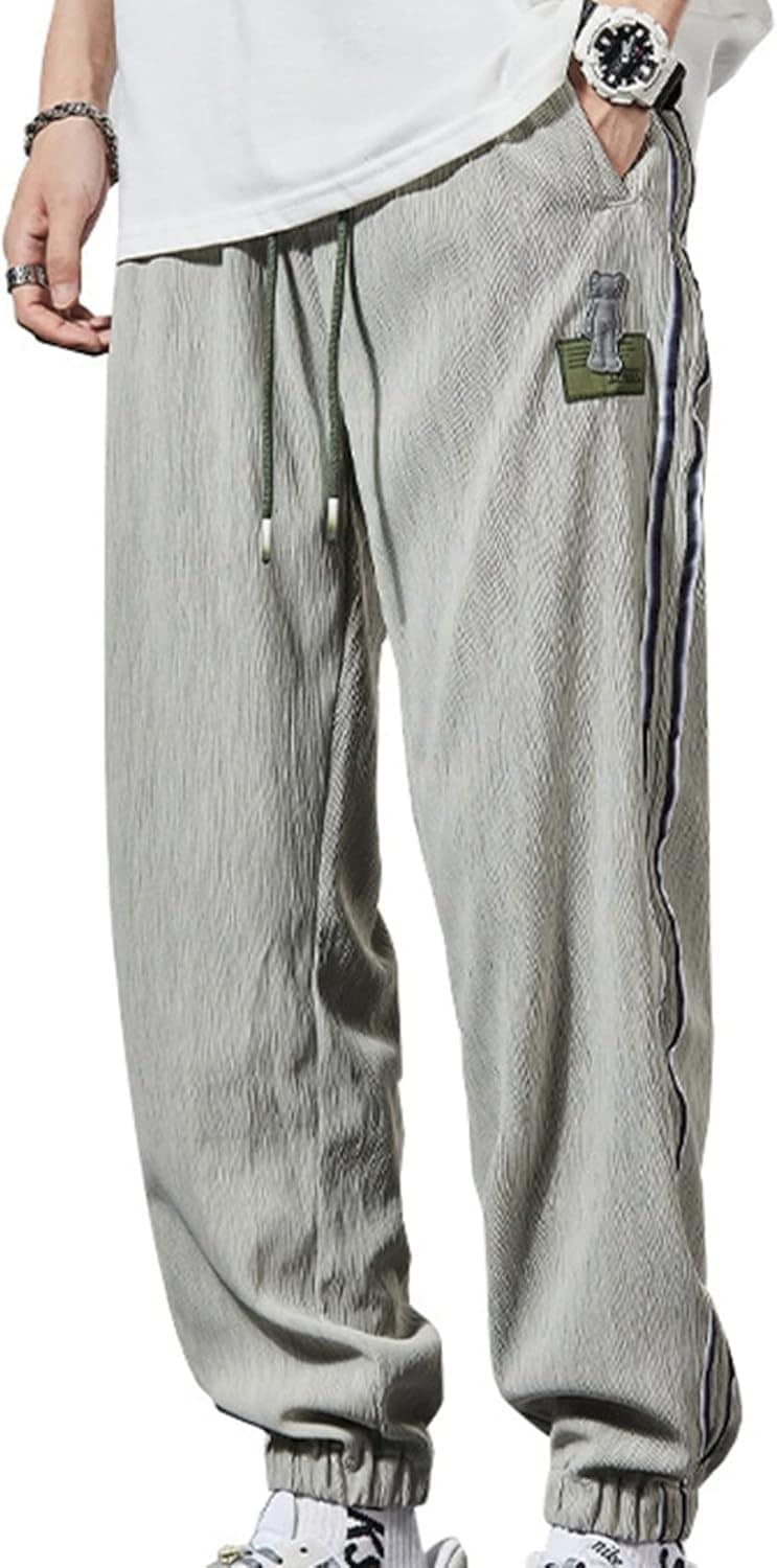 メンズ ロングパンツ 夏 パンツ アイスタッチ 涼しい 薄手 サイドライン オシャレ 長ズボン ひんやり S~3XL カジュアル 大きいサイズ リラックス ワイド ルーズ 蒸れにくい デイリー