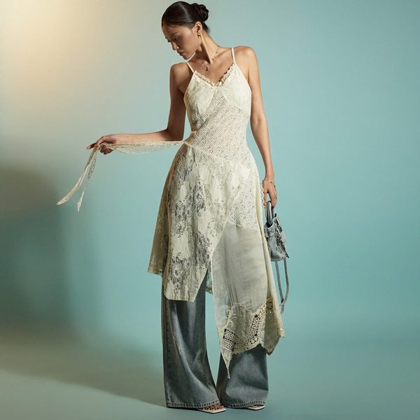 D5353 アンバランス レース ワンピース