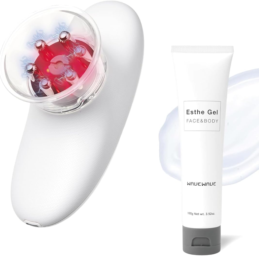 容器 家庭用エステ器具 EMS 引き締め カッピング 美顔器 二の腕ケア 吸引機能 脂肪 赤色LED 顔 体用 ボディ美容(本体＋エステジェルセット)