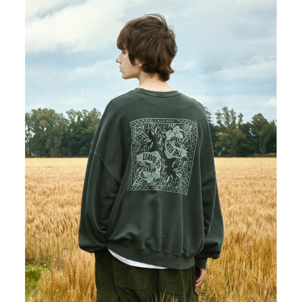 フルークブルーウェーブピグメントスウェットシャツブルーグリーン FMT757