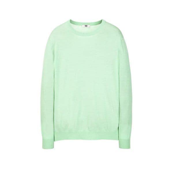 [26SS] ライトグリーン ウール 100% ソリッド ラウンドネック セーター (DMSW6A004E1)