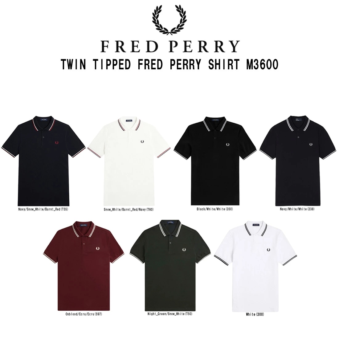 FRED PERRY ポロシャツ 半袖 ティップライン レギュラーフィット コットンピケ ロゴ 刺繍 メンズ レディース 定番 TWIN TIPPED M3600