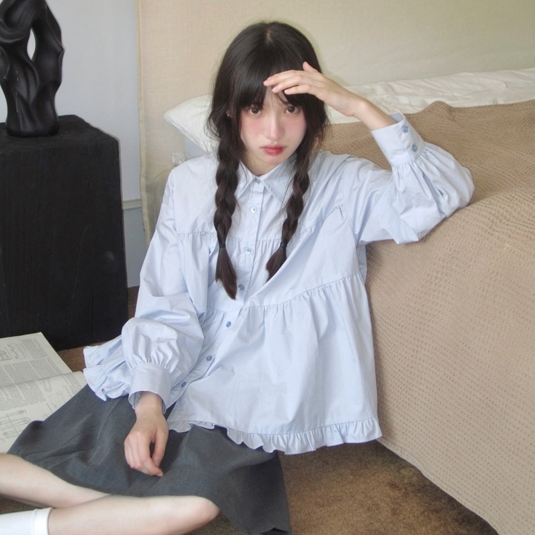 ブラウス トップス シャツ ペプラム ティアード バックオープン フレア 切り替え 長袖 ノースリーブ プルオーバー 大人可愛い シンプル 上品 お洒落 こなれ感 無地 お出かけ 休日 イベント デイ