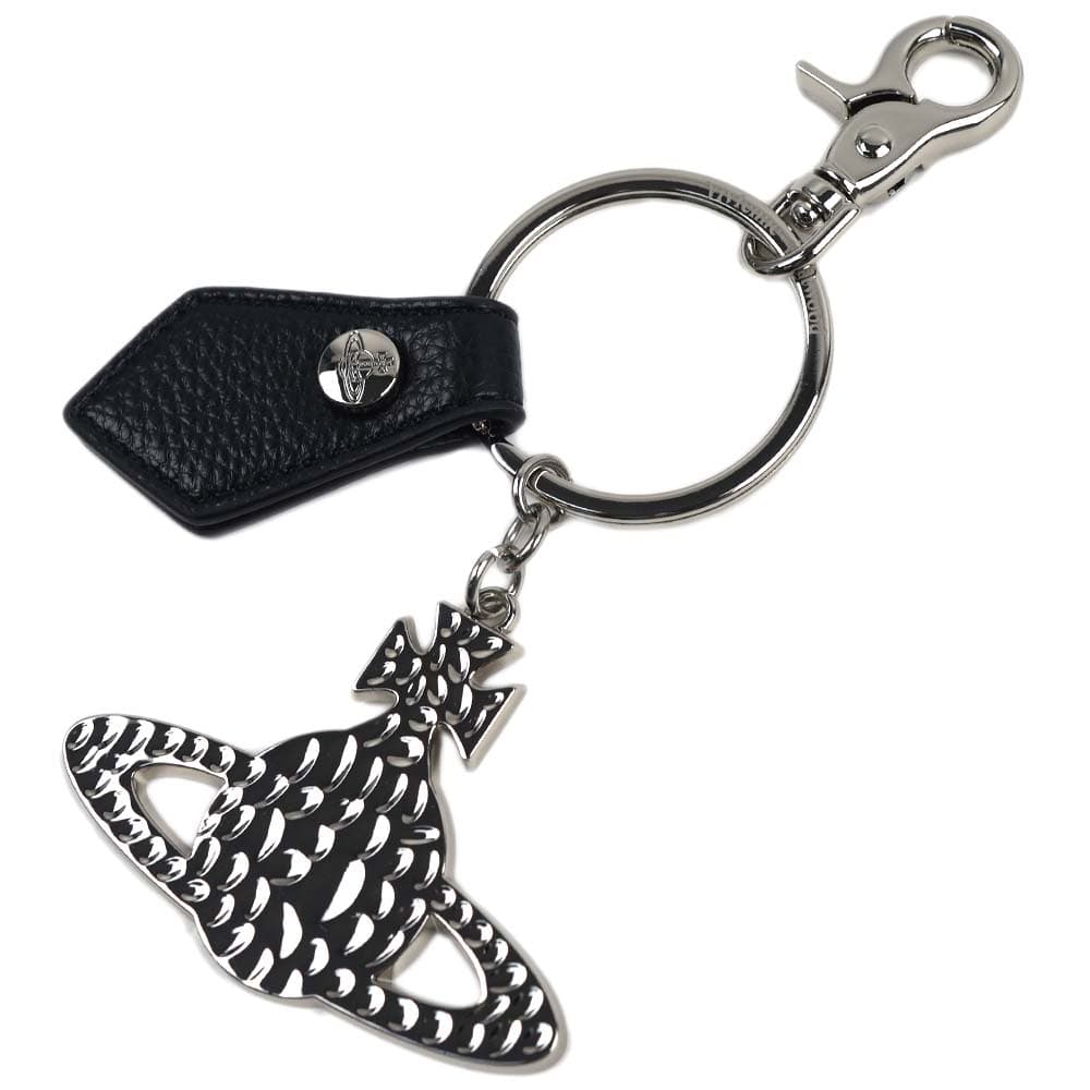 ヴィヴィアンウエストウッド キーリング キーホルダー シルバー ブラック RE-VEGAN HAMMERED ORB SILVER SAFFIANO BLACK Vivienne Westwood 8 8,100円