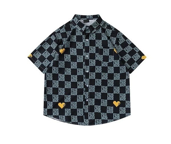 アロハシャツ 男女兼用 ピクセル風柄 開襟 5分袖 ハワイアン 総柄 可愛い ゆったり 体型カバー オーバーサイズ レディース メンズ 開襟シャツ 夏 大きいサイズ シンプルデザイン カジュアル スト