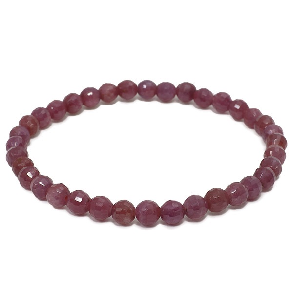 5mm 17.5cm カット ルビー ブレスレット (レディースLサイズ)天然石 パワーストーン