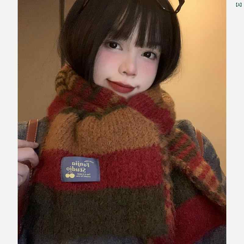 レディースファッション　ファッション小物　オシャレ ウール 含む ニット スカーフ 冬 雰囲気 厚手 暖かい 学生 ハイエンド 6,214円