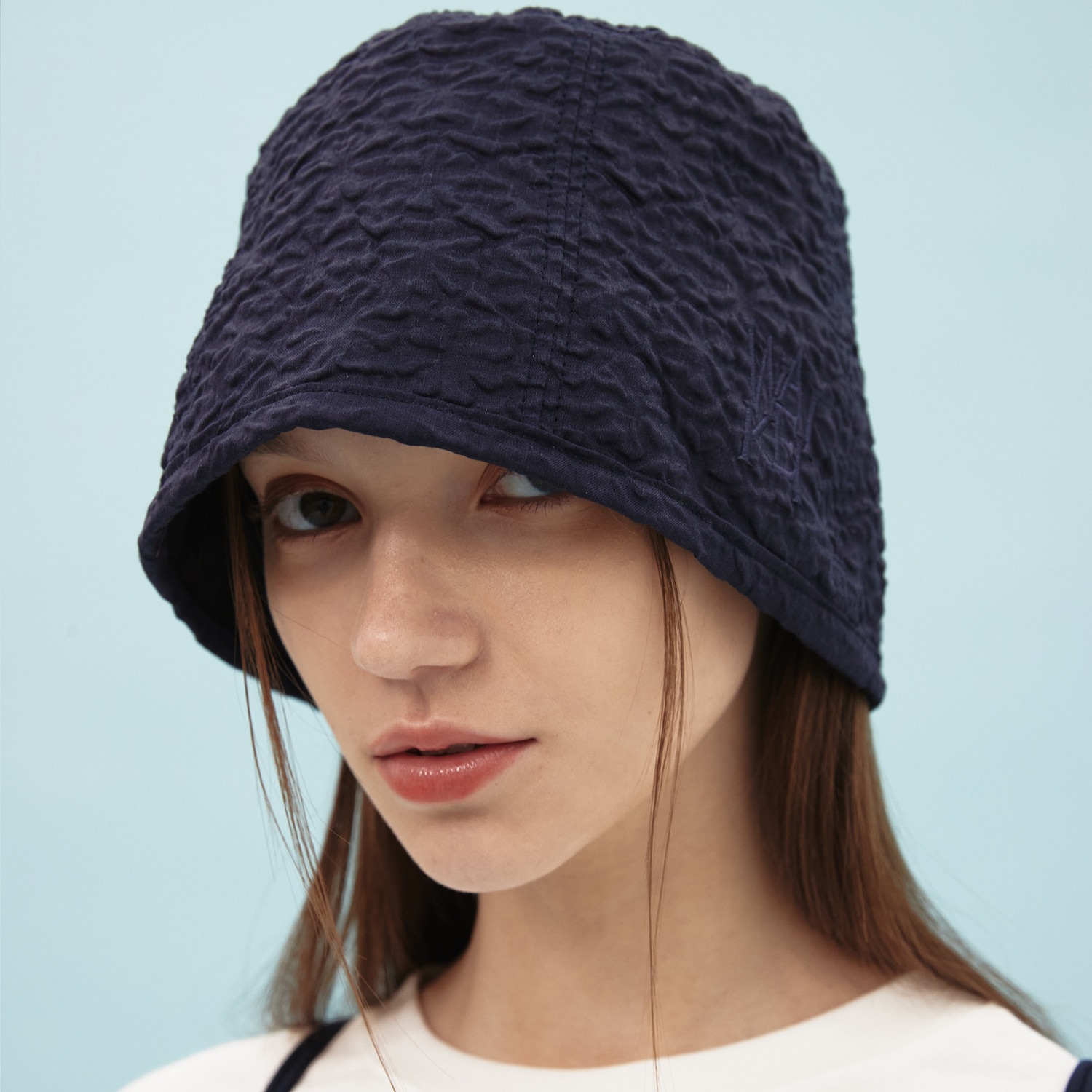 Embossing texture bucket hat NAVY