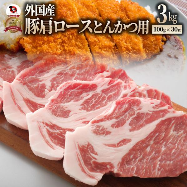 豚肩ロース とんかつ トンテキ 3kg(100g×30) 冷凍 グルメ トンテキ とんかつ トンカツ 豚 外国産
