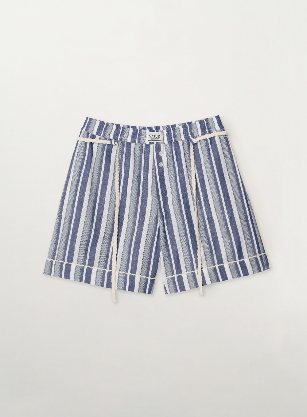 【SATUR】26SS HOMEWEAR STRIPE LACE-UP BANDING SHORTS : BLUE