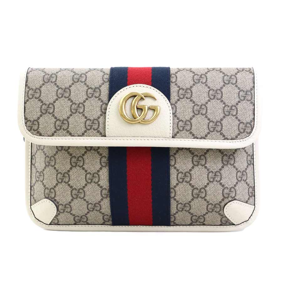 グッチ GUCCI ウエストバッグ ボディバッグ GGマーモント GGスプリームキャンバス/レザー アイボリー×ブラウン ユニセックス 674081 h31236a