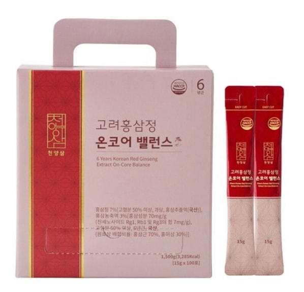 [チョンヤンサム]6年根 高麗人参 オンコア バランス 紅参スティック 100包 1.5kg 5,848円