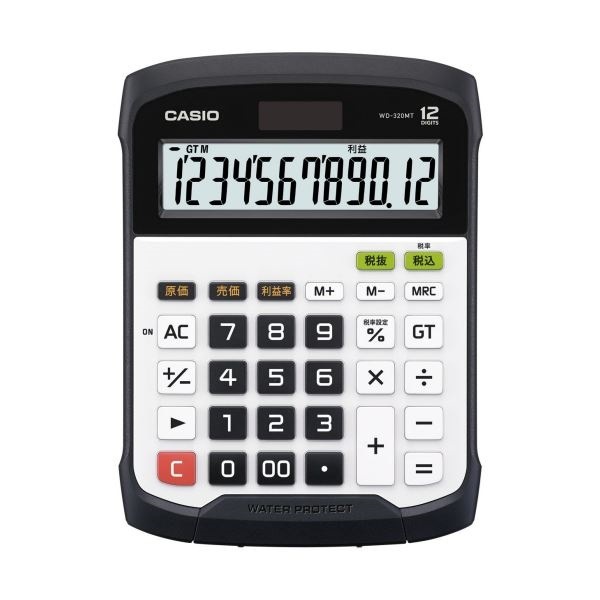 カシオ 防水/防塵電卓 12桁デスクサイズ WD-320MT-N 1台 7,354円