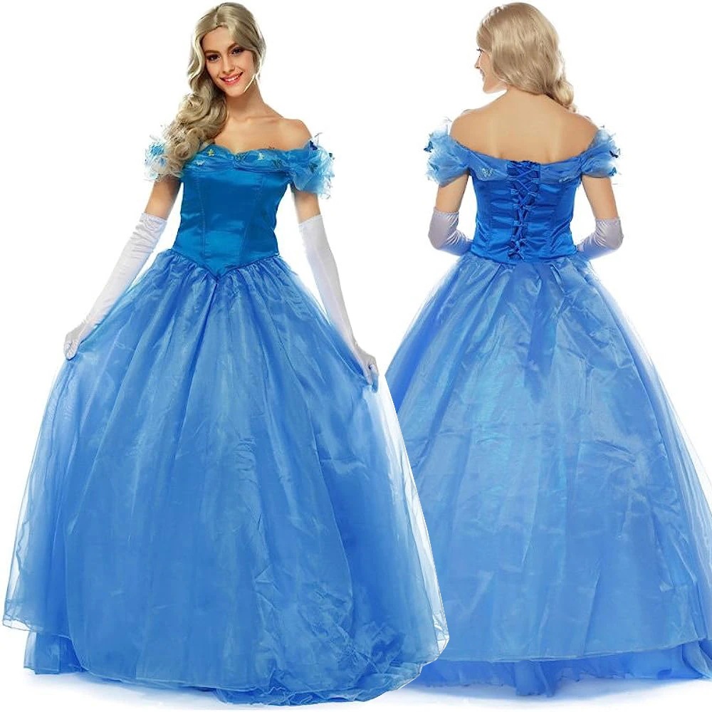 シンデレラ ドレス Cinderella 労働服 コスプレ衣装 プリンセス ドレス ワンピース お姫様 発表会 文化祭 学園祭 演劇服装 ステージ服 ロングドレス シンデレラ ハロウィン クリスマス