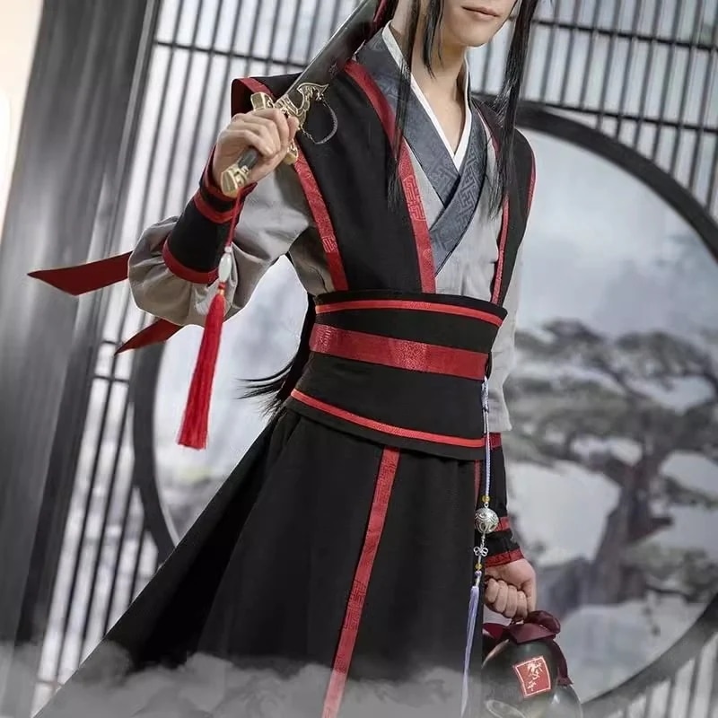 【急速出荷】魏無羨コス服魔道祖師少魏無羨児童かつらブーツ笛天子笑フルセット