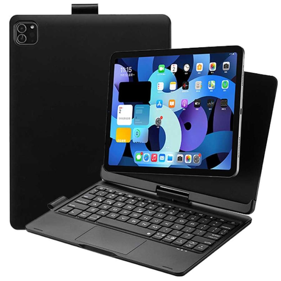 アイパッドエア / iPad Air / M2 / M3 / 第4世代 / 第5世代 / トラックパッドキーボード付ケース / アルミ合金製 / マグネット吸着 / 360度回転カバー /ブラック