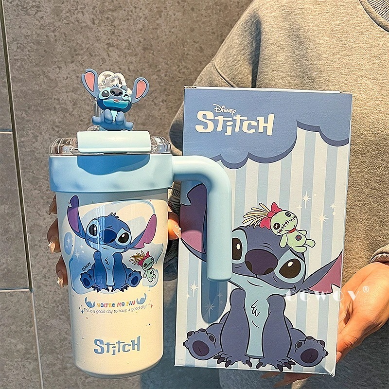 スティッチ魔法瓶カップ ストロー コーヒー ミルク 大容量 トントン ポータブル オフィス カーカップ434327