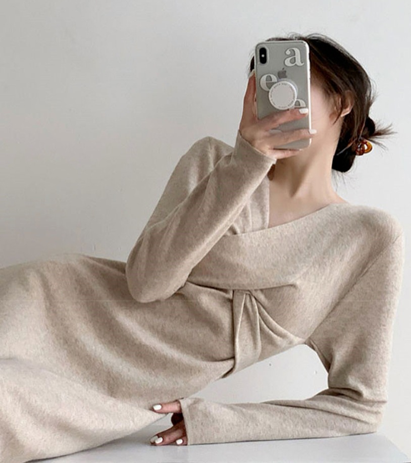 ワンピース デート モテアイテム ミモレ丈 長袖 カシュクール コットン 可愛い きれいめ 上品 おしゃれ かっこいい 可愛い ラブリー キュート ガーリー クール モード系 セクシー 5,737円