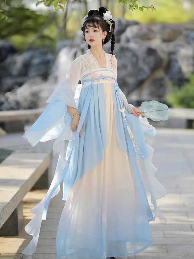 オリジナル漢服 中華コスプレ衣装 仮装 変装 コスチューム 刺繍 豪華 チャイナ服 漢服ドレス 漢唐古代服 中国時代劇コスチューム 大人 女性 ショール付き 古典舞踊 ハロウィン 撮影 文化祭 華流