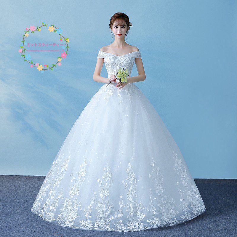 ウェディングドレス 袖あり 安い 花嫁 プリンセスラインドレス 結婚式 ブライダル ドレス 白 ロング ウエディングドレス 披露宴 二次会 パーティードレス