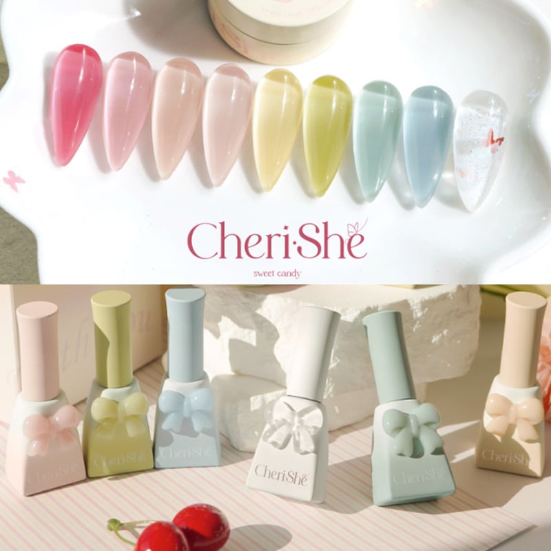 [CANDYGEL] 【Cheri.She Syrup Glitter gel -10色 セット】 チェリッシュ/蝶ネイル/春ネイル/シロップグリッター