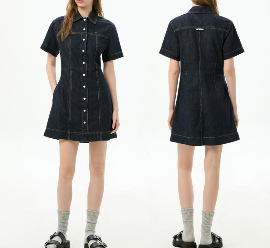 Denim Shirt Dress (T32G1NOP03TWL11AP )