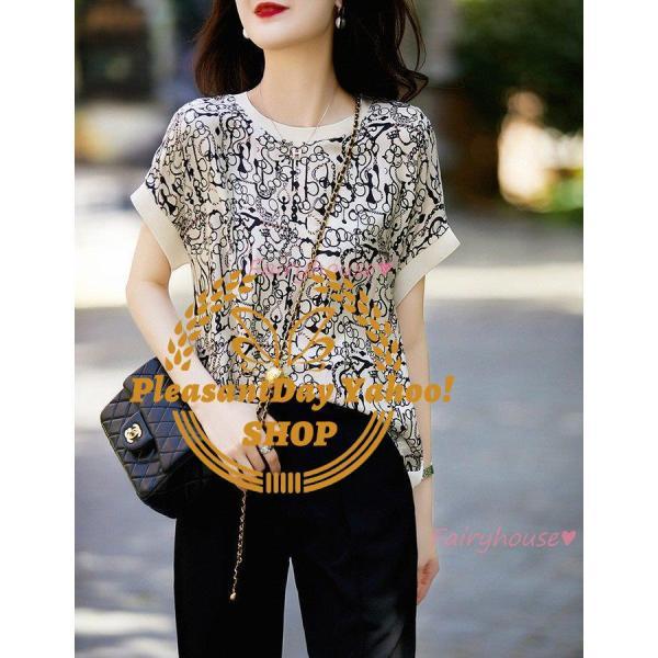 Tシャツ レディース 40代 春夏新作 オシャレブラウス レションTシャツ 半袖トップス プリントTブラウス 大人 通勤 Tシャツ 韓国風 30代 50代