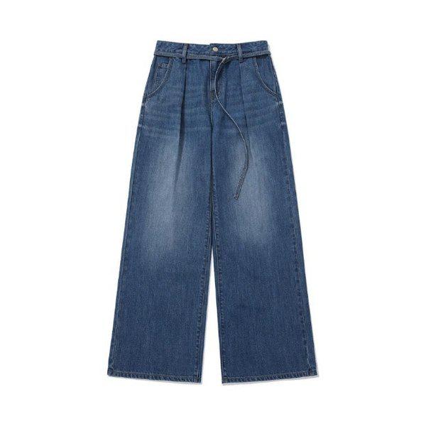 パンツ JQS CO2403PT73-BL ウーマン ベルテッド ワイド デニム パンツ Blue