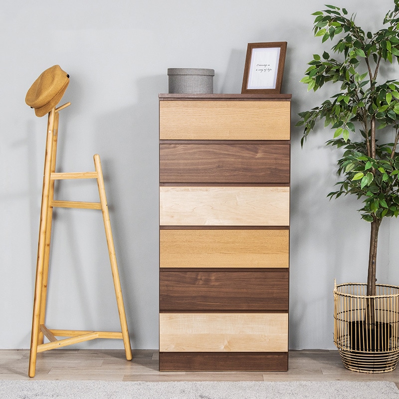 チェスト 収納 タンス コンパクト収納 木目調 グラデーション 幅59.5cm 6段