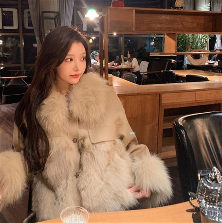 早い者勝ち ファッション コート 新品 縫付 キツネの毛に似せる エレガント スリム 暖かい 厚手 ファー毛皮