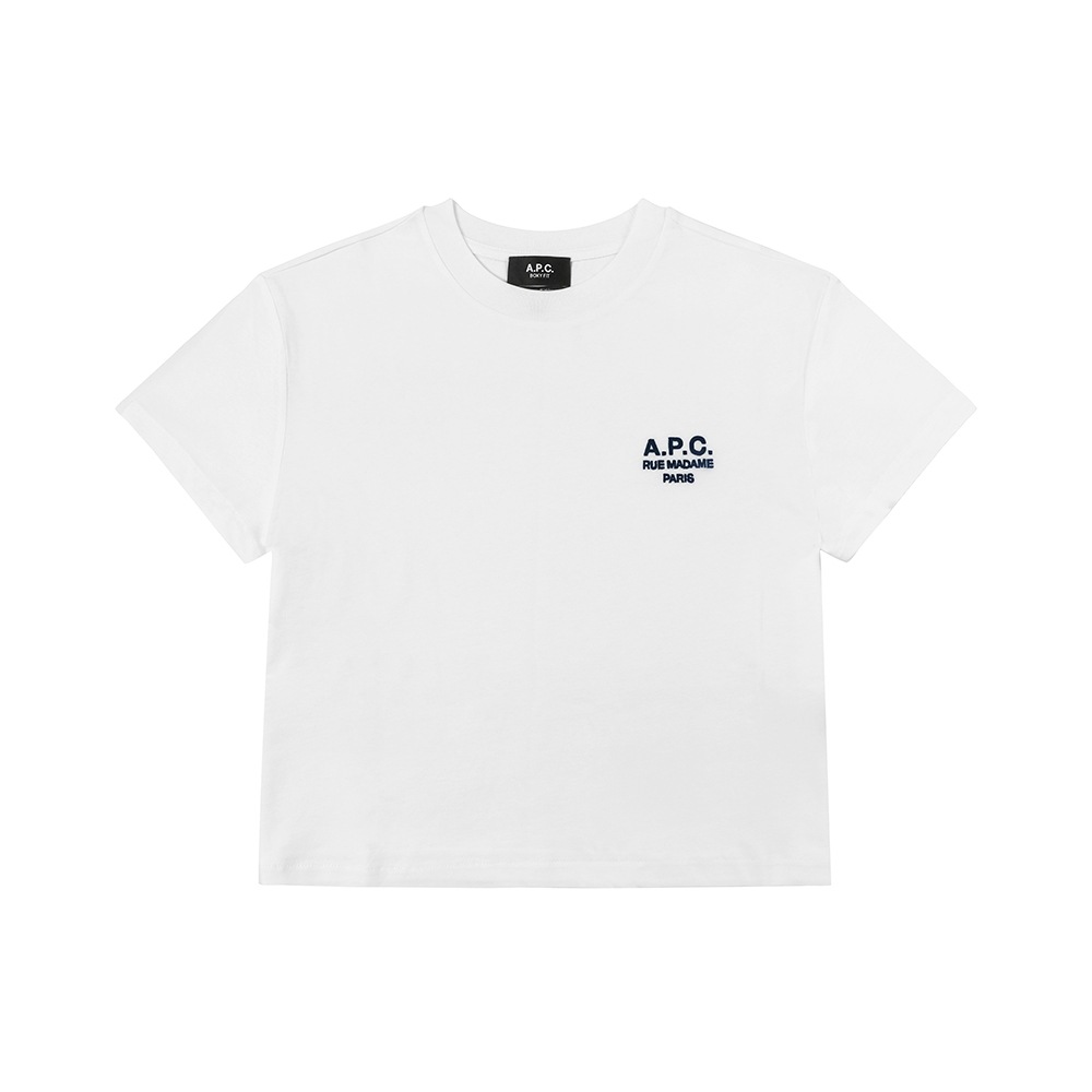 Apsse COHBM F26389 TAE BLAN/DARK NAVY RUE マダムマダムボクシークロップ女性用半袖Tシャツ