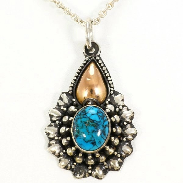 シルバー PGメッキ ネックレス ターコイズ 総重量約7.1g 約45cm ジュエリー 中古