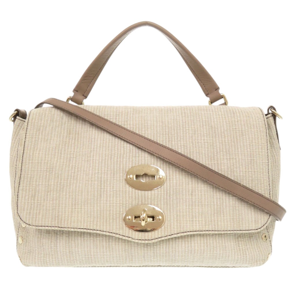 美品 2WAY ポスティーナ ハンドバッグ キャンバス ベージュ 1000【中古】 レディース