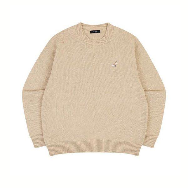 長袖Tシャツ CQK KQFC-KN18850BE ロゴパッチセーター 1885 ベージュ