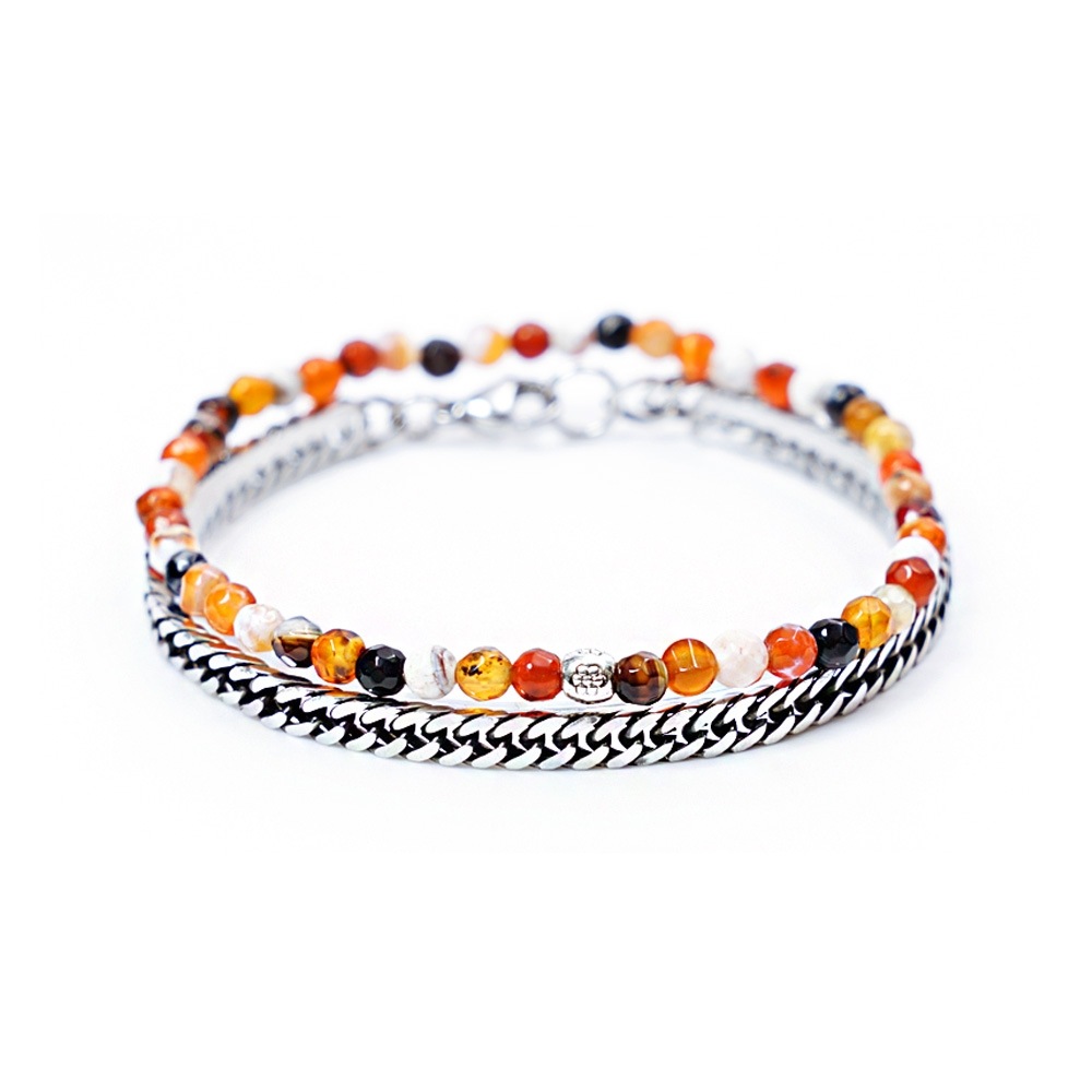 JBANS クラシックブラックアゲート 279OR スリムスネークブレスレットセット (C2001-SE147_BK)