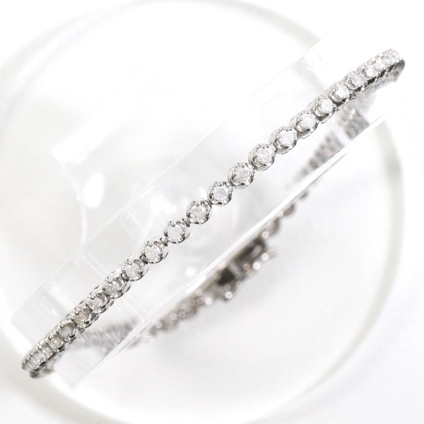 K14 14金 WG ブレスレット ダイヤ 1.00 カード鑑別書 ジュエリー 中古