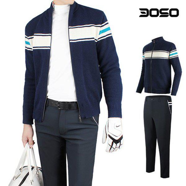 [] ゴルフコーディ ゴルフウェア 男性 冬 ゴルフパンツ+ゴルフニットウェア/TWEB