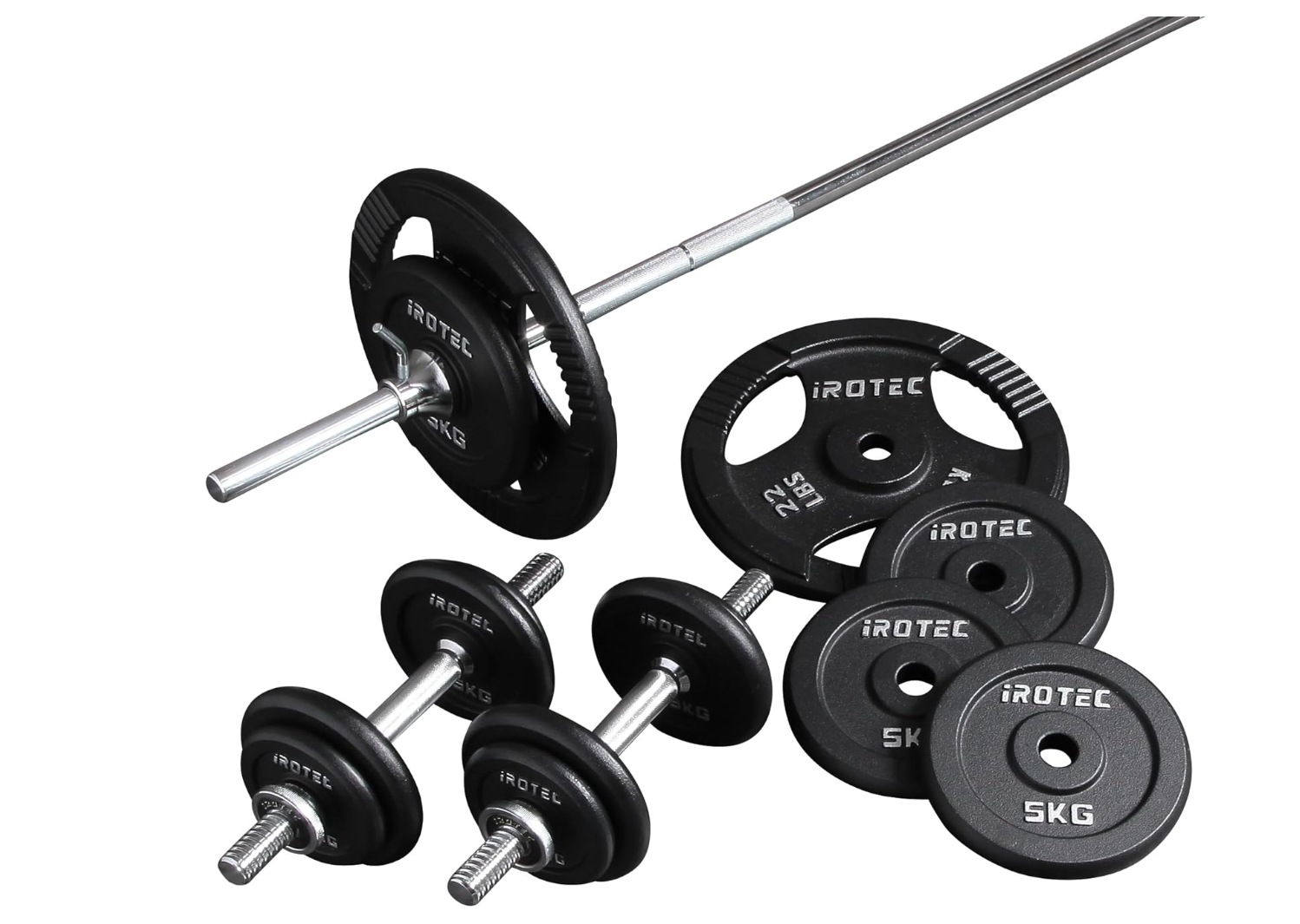 IROTEC（アイロテック）アイアンバーベルダンベル70KGセット / バーベルセット バーベル ダンベル ベンチプレス 筋トレ スクワット