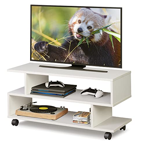 WLIVE テレビ台 テレビボード ローボード キャスター付き 幅80奥行30高さ39cm 24-37V対応 キャスター外しても利用可能 ロータイプ AV機器対応 コンパクト 組立簡単 ホワイト
