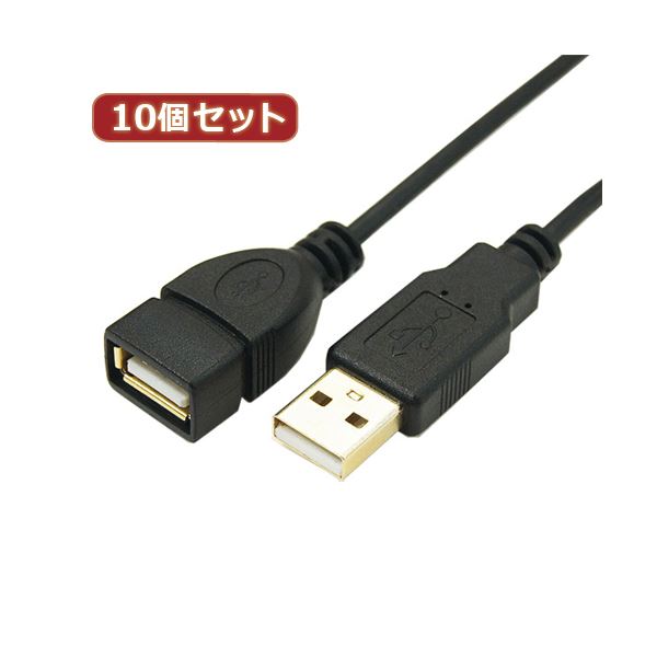 変換名人 10個セット 極細USBケーブルAオス-Aメス 5m USB2A-AB／CA500X10