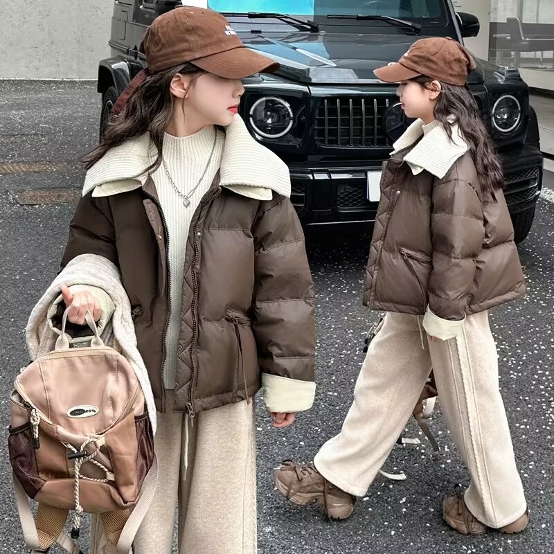 女の子のファッションダウン綿入れ冬の新型洋気綿入れ中大童綿入れ冬服厚手コート