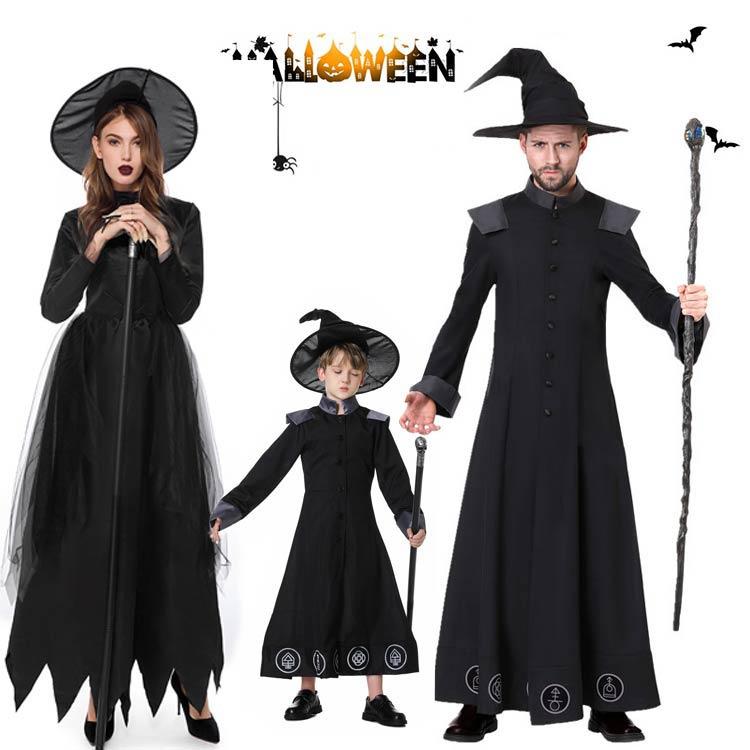 【一部分3日内出荷】ハロウィン衣装 仮装 男性 子ども 女性 魔法使い 帽子+ワンピース M L XL 悪魔 パーティー 預言者 コスプレ コスチューム 大人 仮装 ハロウィーン 衣装仮装