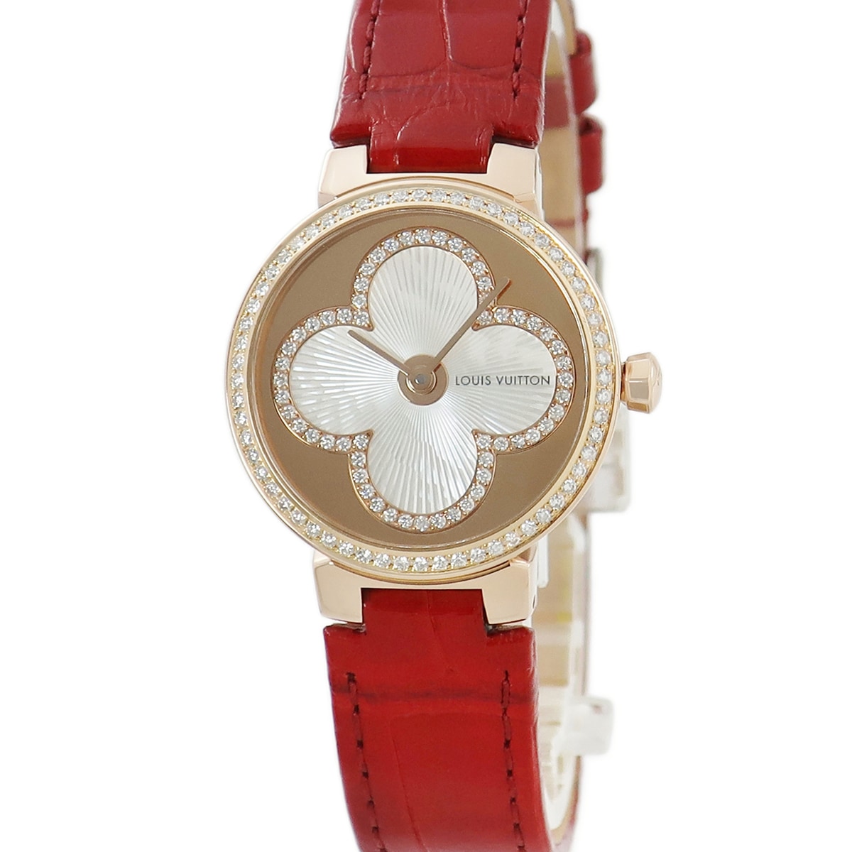 タンブール Q1K07 クオーツ レディース K18PG無垢 純正ダイヤ ホワイト シェル ラウンド 3年保証