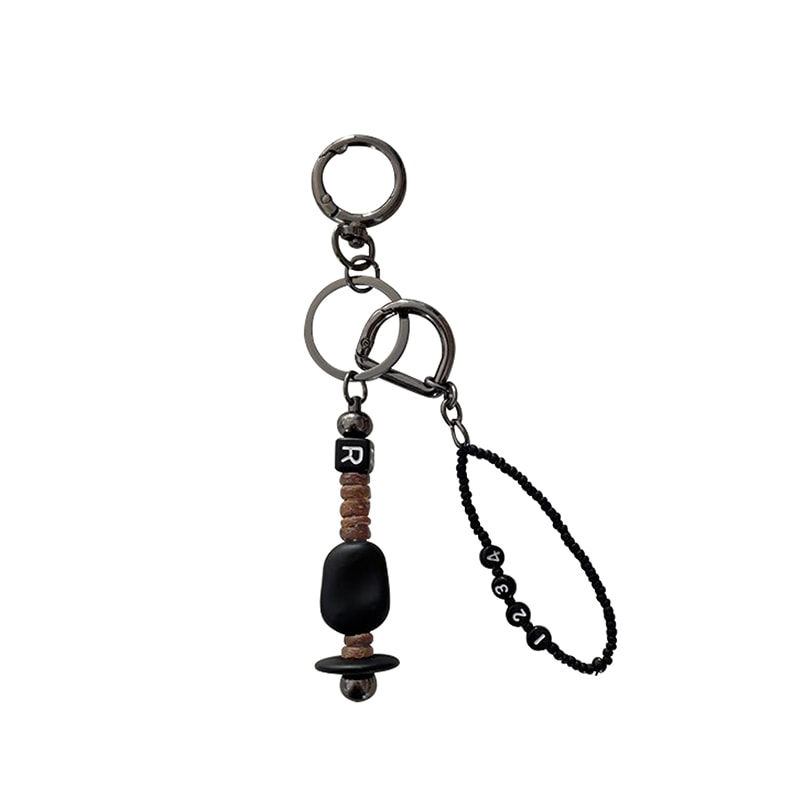 nature beads keyring brown