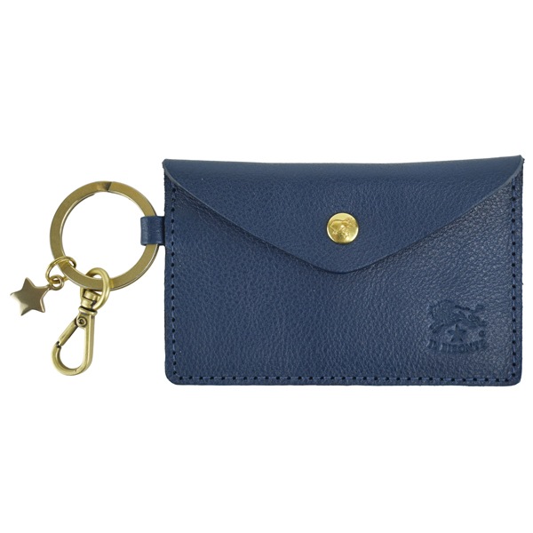 IL BISONTE イルビゾンテ KEY HOLDER キーリング付き　 カードケース　/SKH042 PV0005 BL137B/Blu Oltremare