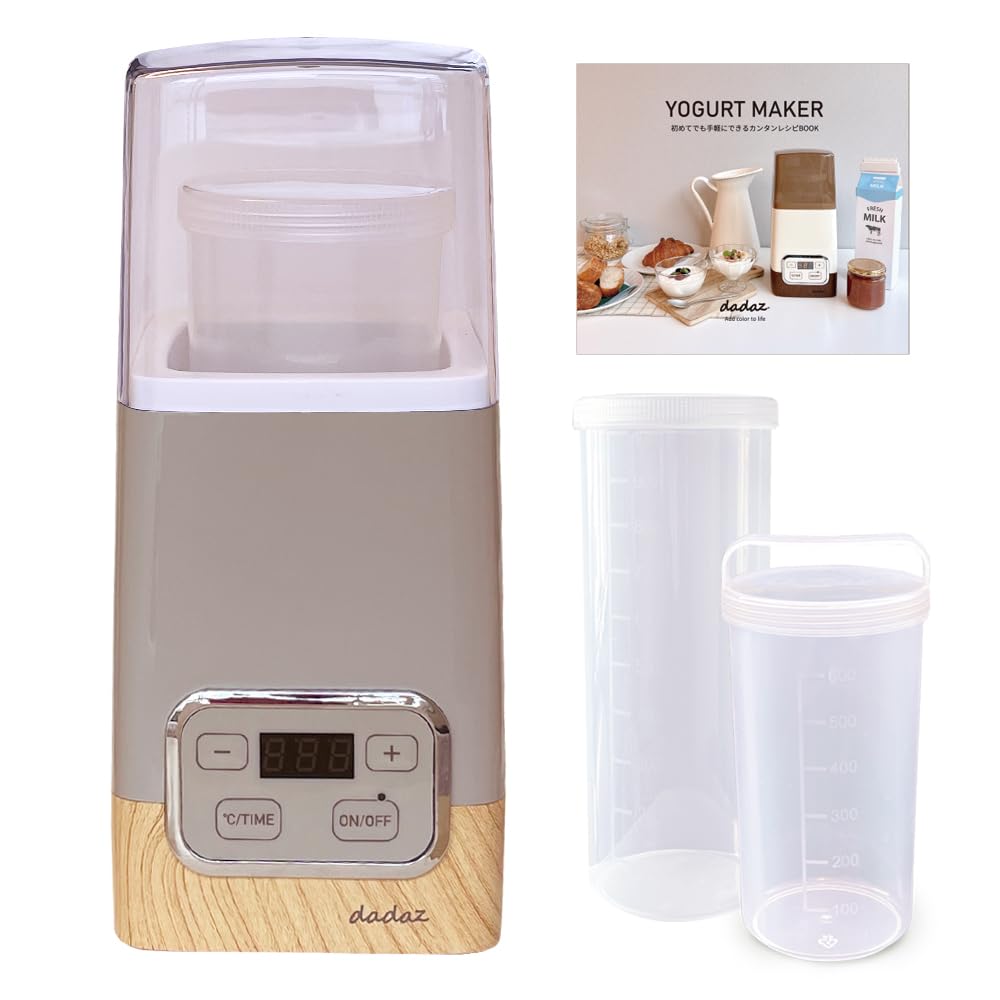 dadaz ヨーグルトメーカー 甘酒メーカー 容器 低温調理器 発酵器 発酵フードメーカー 1L 600ml グレー 【 2025年新モデル メモリ機能追加 】 【限定カラー】