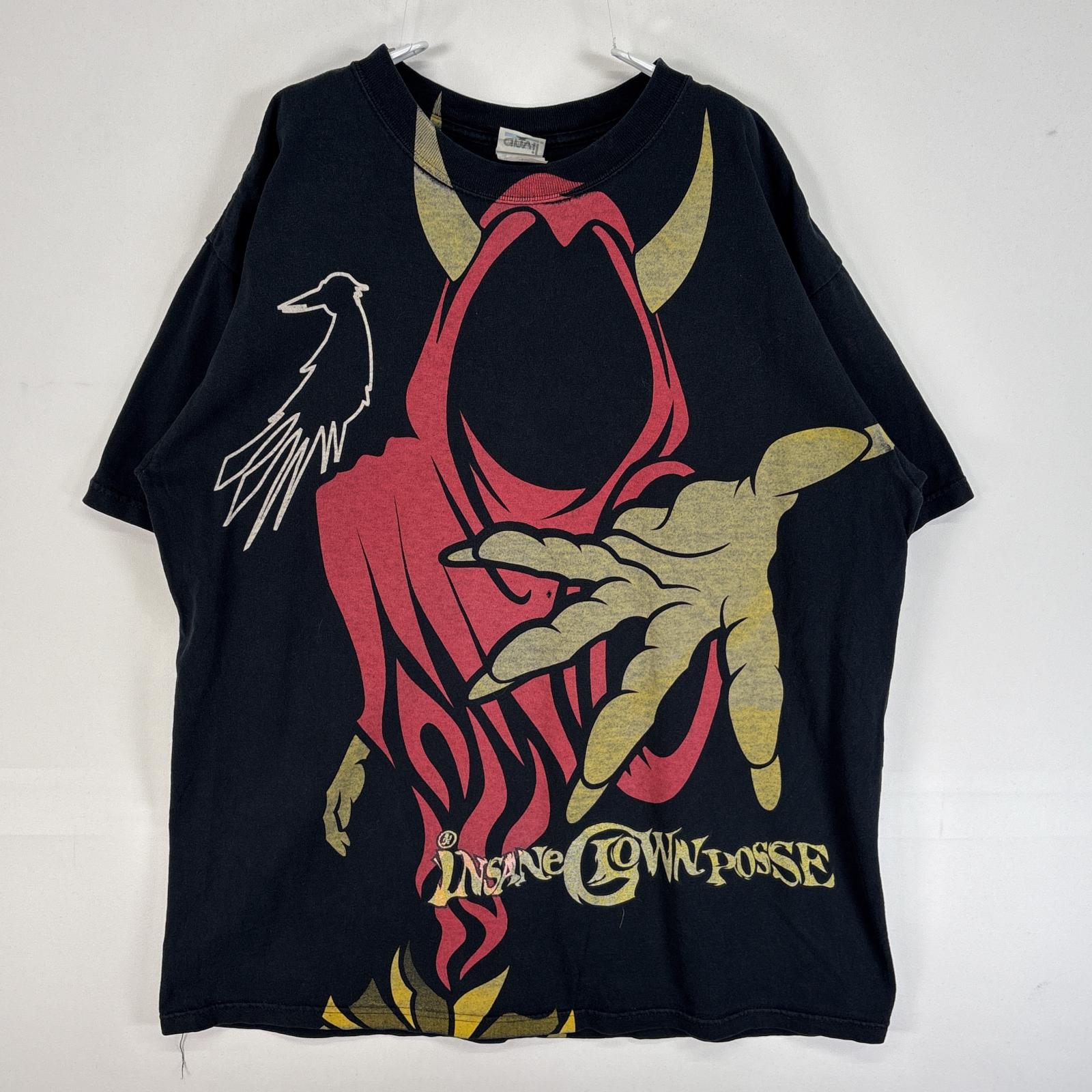 古着 インセイン クラウン ポッシー 半袖Tシャツ 大判 プリント バンド クルーネック L ブラック メンズ