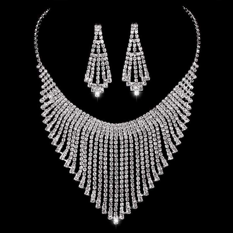 カーニバルクリスタルウエディングジュエリーセット ピアス＆ネックレス レディース 結婚式 女性 大人